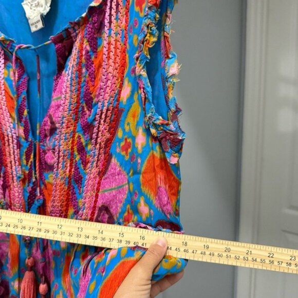Figue Clara Midi Dress in Colorful Ikat Print Size XS BOHEMIAN Hippie Boho - Picture 7 of 10